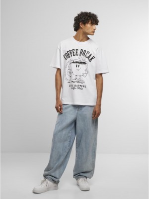 Тениска Life Happens Coffee Helps Oversize Tee white XXL Тениска Life Happens Coffee Helps Oversize Tee white XXL