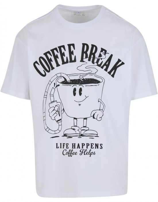 Тениска Life Happens Coffee Helps Oversize Tee white XXL Тениска Life Happens Coffee Helps Oversize Tee white XXL