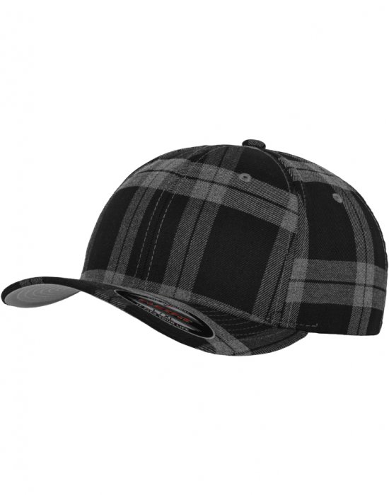 Шапка с козирка в черно и сиво Flexfit Tartan Plaid, Urban Classics, Шапки с козирка - Complex.bg