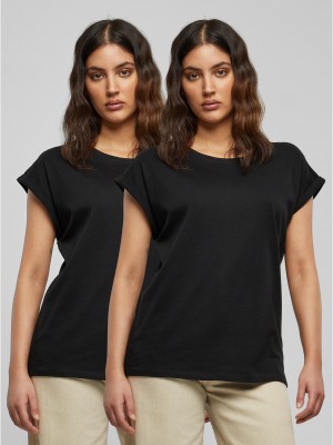 2 Броя Изчистени Дамски ТенискиPre-Pack Ladies Extended Shoulder Tee 2-Pack black XXL