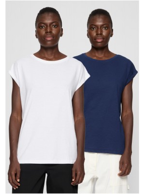 2 Броя Изчистени Мъжки ТенискиPre-Pack Ladies Extended Shoulder Tee 2-Pack white+darkblue XXL 2 Броя Изчистени Мъжки ТенискиPre-Pack Ladies Extended Shoulder Tee 2-Pack white+darkblue XXL