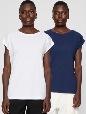 2 Броя Изчистени Мъжки ТенискиPre-Pack Ladies Extended Shoulder Tee 2-Pack white+darkblue XXL 2 Броя Изчистени Мъжки ТенискиPre-Pack Ladies Extended Shoulder Tee 2-Pack white+darkblue XXL
