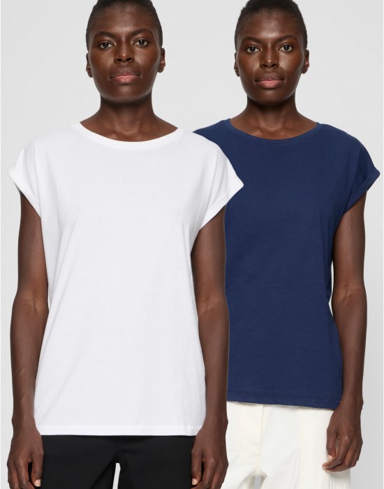 2 Броя Изчистени Мъжки ТенискиPre-Pack Ladies Extended Shoulder Tee 2-Pack white+darkblue XXL 2 Броя Изчистени Мъжки ТенискиPre-Pack Ladies Extended Shoulder Tee 2-Pack white+darkblue XXL