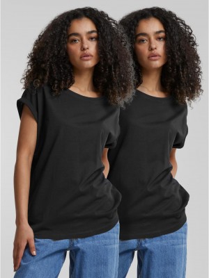 2 Броя Изчистени Дамски ТенискиPre-Pack Ladies Extended Shoulder Tee 2-Pack black XXL