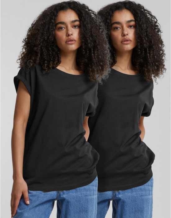 2 Броя Изчистени Дамски ТенискиPre-Pack Ladies Extended Shoulder Tee 2-Pack black XXL 2 Броя Изчистени Дамски ТенискиPre-Pack Ladies Extended Shoulder Tee 2-Pack black XXL