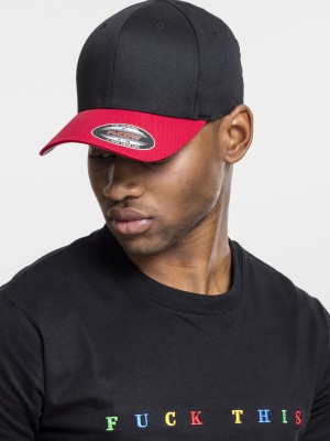 Шапка с козирка в черно и червено Flexfit Wooly Combed 2-Tone Шапка с козирка в черно и червено Flexfit Wooly Combed 2-Tone