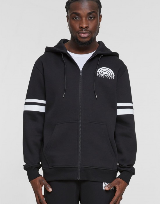 Суичър с цип Southpole College Zip Hoody black/white XXL