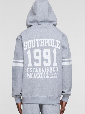 Суичър с цип Southpole College Zip Hoody heathergrey/white XXL Суичър с цип Southpole College Zip Hoody heathergrey/white XXL