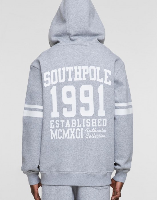 Суичър с цип Southpole College Zip Hoody heathergrey/white XXL