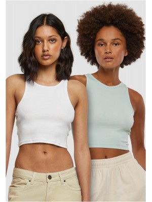 2 Броя Дамски Потници Ladies Cropped Rib Top 2-Pack frostmint+white XXL 2 Броя Дамски Потници Ladies Cropped Rib Top 2-Pack frostmint+white XXL