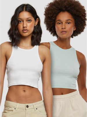2 Броя Дамски Потници Ladies Cropped Rib Top 2-Pack frostmint+white XXL