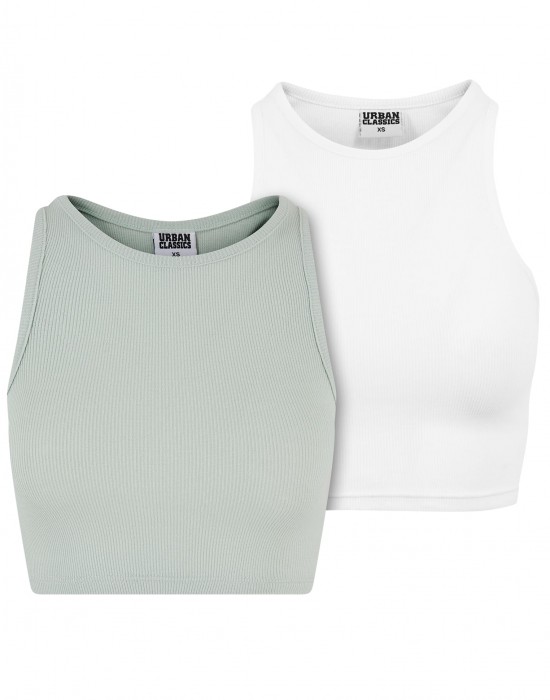 2 Броя Дамски Потници Ladies Cropped Rib Top 2-Pack frostmint+white XXL