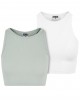 2 Броя Дамски Потници Ladies Cropped Rib Top 2-Pack frostmint+white XXL