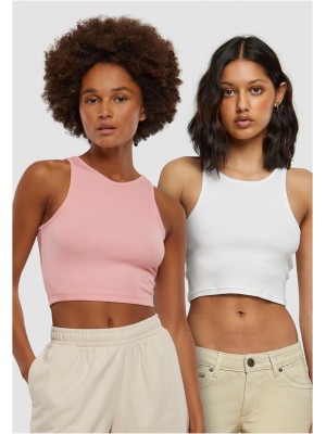 2 Броя Дамски Потници Ladies Cropped Rib Top 2-Pack lemonadepink+white XXL 2 Броя Дамски Потници Ladies Cropped Rib Top 2-Pack lemonadepink+white XXL