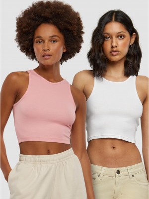 2 Броя Дамски Потници Ladies Cropped Rib Top 2-Pack lemonadepink+white XXL