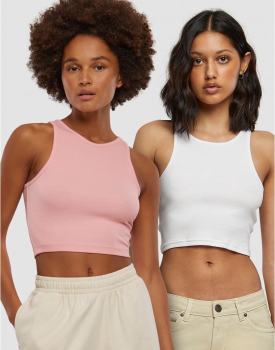 2 Броя Дамски Потници Ladies Cropped Rib Top 2-Pack lemonadepink+white XXL