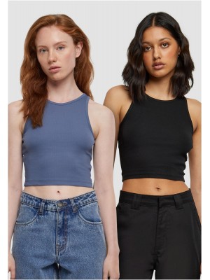 2 Броя Дамски Потници Ladies Cropped Rib Top 2-Pack vintageblue+black XXL 2 Броя Дамски Потници Ladies Cropped Rib Top 2-Pack vintageblue+black XXL