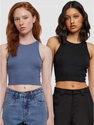 2 Броя Дамски Потници Ladies Cropped Rib Top 2-Pack vintageblue+black XXL