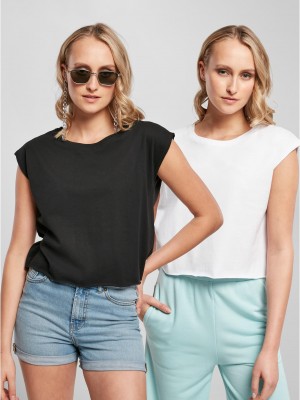 2 Броя Изчистени Дамски ТенискиLadies Organic Short Tee 2-Pack black+white XXL