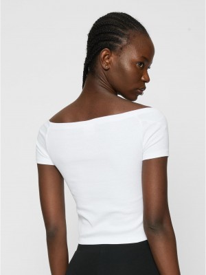 2 Броя Изчистени Дамски ТенискиLadies Organic Off Shoulder Rib Tee 2-Pack white+white XXL