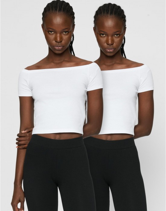2 Броя Изчистени Дамски ТенискиLadies Organic Off Shoulder Rib Tee 2-Pack white+white XXL 2 Броя Изчистени Дамски ТенискиLadies Organic Off Shoulder Rib Tee 2-Pack white+white XXL