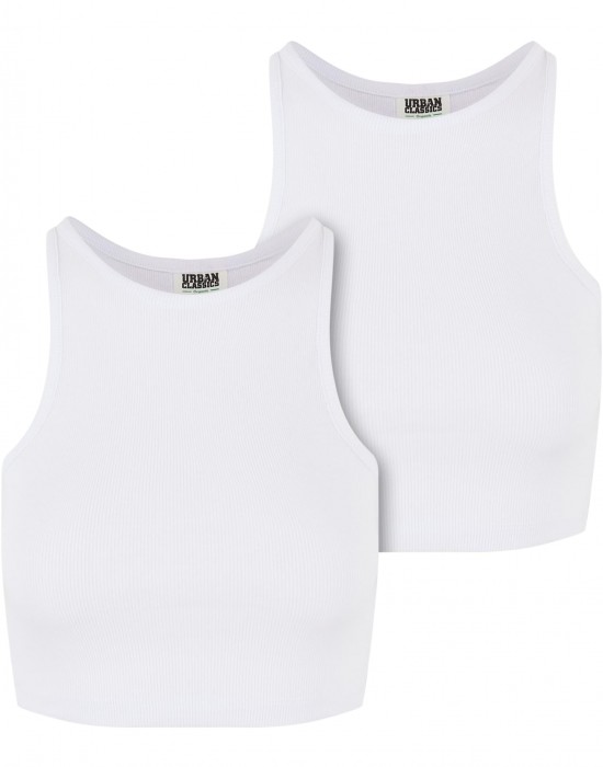 2 Броя Дамски Потници Ladies Organic Cropped Rib Top 2-Pack white/white XXL