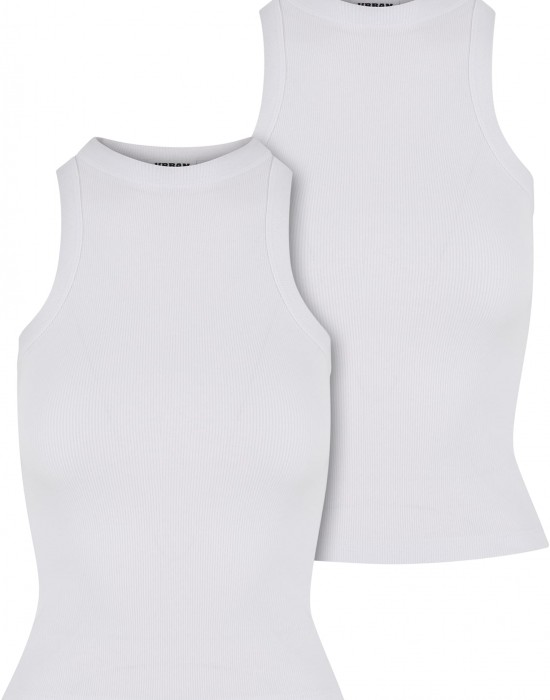 2 Броя Дамски Потници Ladies Racer Back Rib Top 2-Pack white+white XXL