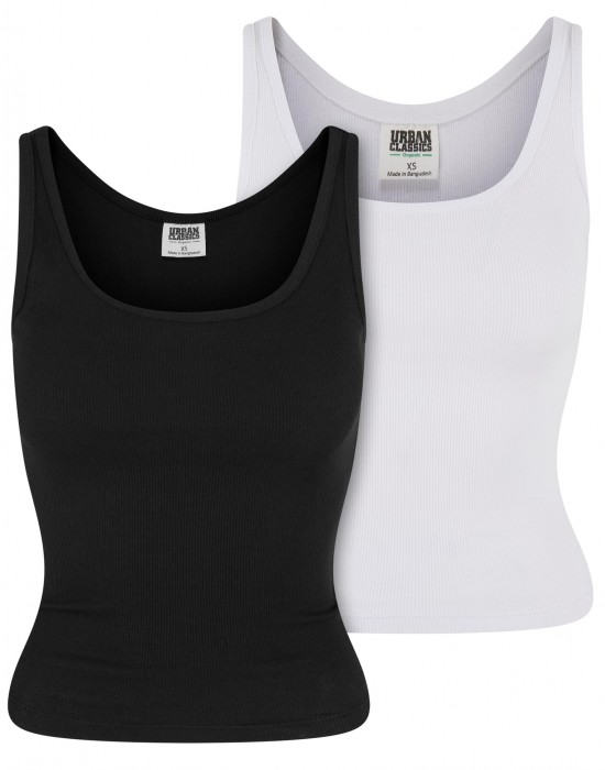 2 Броя Дамски Потници Ladies Organic Basic Rib Top 2-Pack black+white XXL