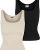 2 Броя Дамски Потници Ladies Organic Basic Rib Top 2-Pack whitesand+black XXL
