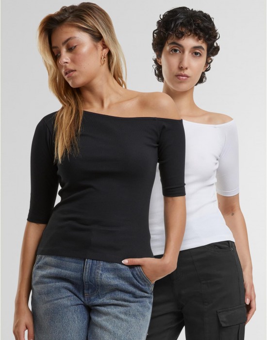 2 Броя Изчистени Дамски ТенискиLadies Organic Asymmetric Rib Tee 2-Pack black+white XXL 2 Броя Изчистени Дамски ТенискиLadies Organic Asymmetric Rib Tee 2-Pack black+white XXL