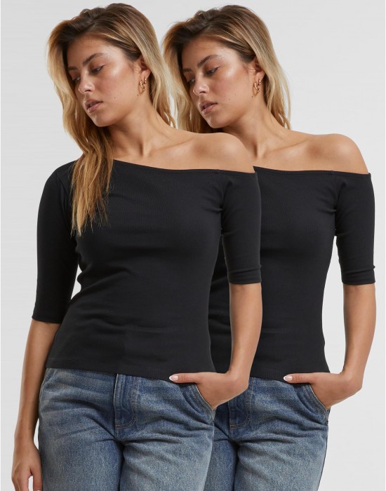 2 Броя Изчистени Дамски ТенискиLadies Organic Asymmetric Rib Tee 2-Pack black+black XXL 2 Броя Изчистени Дамски ТенискиLadies Organic Asymmetric Rib Tee 2-Pack black+black XXL