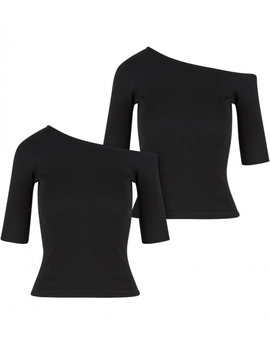 2 Броя Изчистени Дамски ТенискиLadies Organic Asymmetric Rib Tee 2-Pack black+black XXL 2 Броя Изчистени Дамски ТенискиLadies Organic Asymmetric Rib Tee 2-Pack black+black XXL