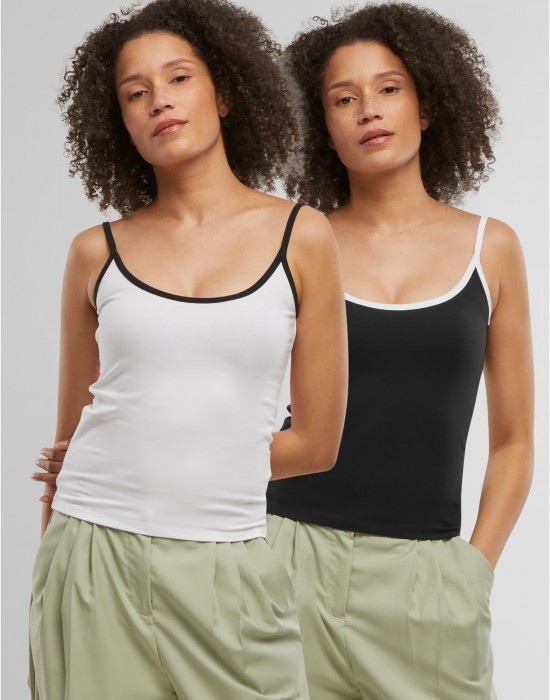 2 Броя Дамски Потници Ladies Contrast Basic Top 2-Pack black/white+white/black XXL