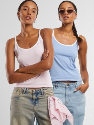 2 Броя Дамски Потници Ladies Contrast Basic Top 2-Pack powderblue/white+blushedrose/white XXL