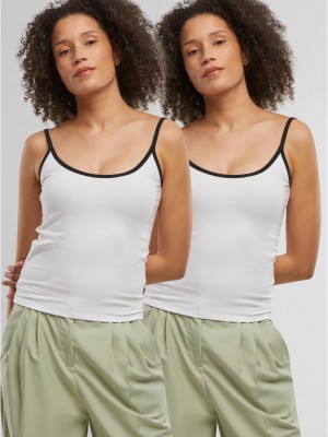 2 Броя Дамски Потници Ladies Contrast Basic Top 2-Pack white/black+white/black XXL