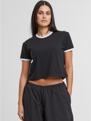 Тениска Ladies Contrast Retro T-Shirt black/white XXL