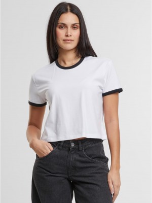 Тениска Ladies Contrast Retro T-Shirt white/black XXL