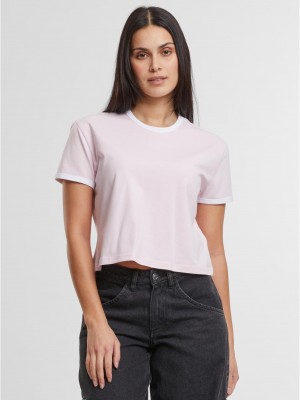 Тениска Ladies Contrast Retro T-Shirt blushedrose/white XXL