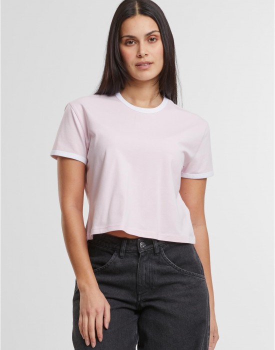 Тениска Ladies Contrast Retro T-Shirt blushedrose/white XXL