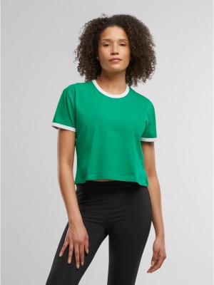 Тениска Ladies Contrast Retro T-Shirt froggreen/white XXL