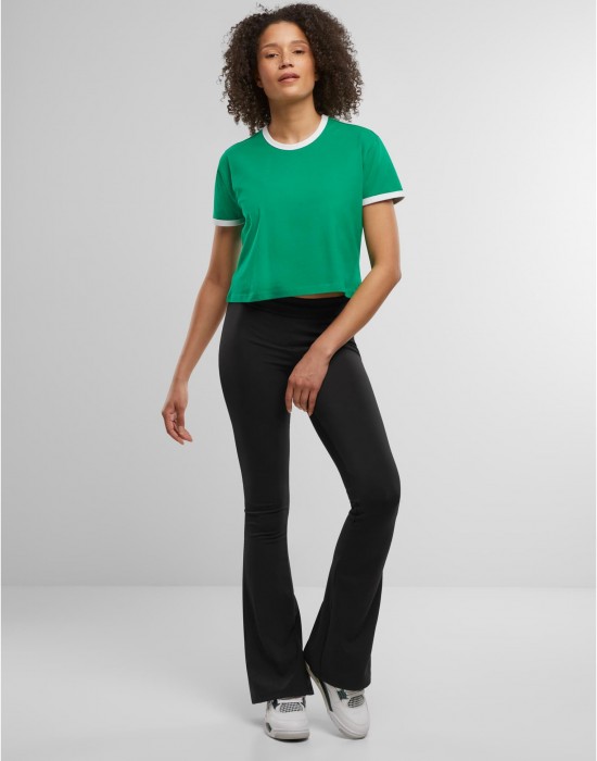 Тениска Ladies Contrast Retro T-Shirt froggreen/white XXL