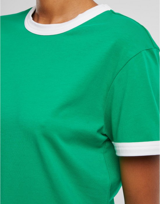 Тениска Ladies Contrast Retro T-Shirt froggreen/white XXL