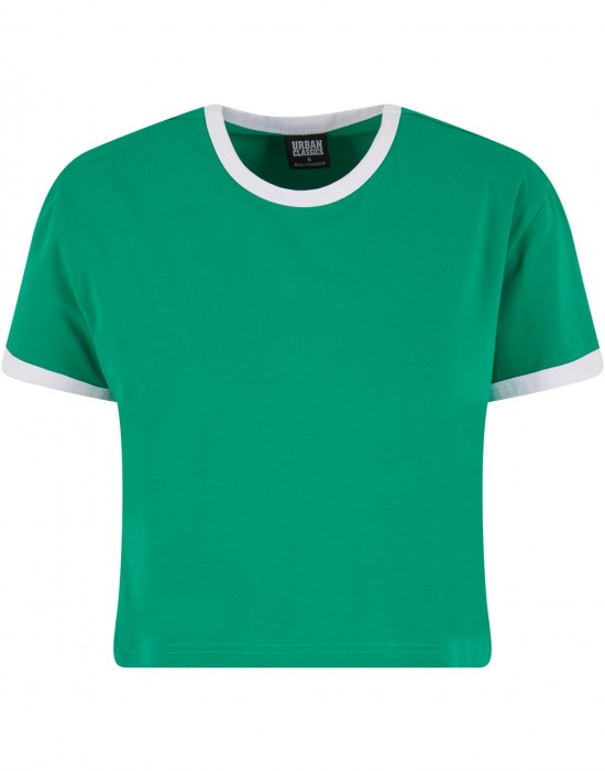 Тениска Ladies Contrast Retro T-Shirt froggreen/white XXL