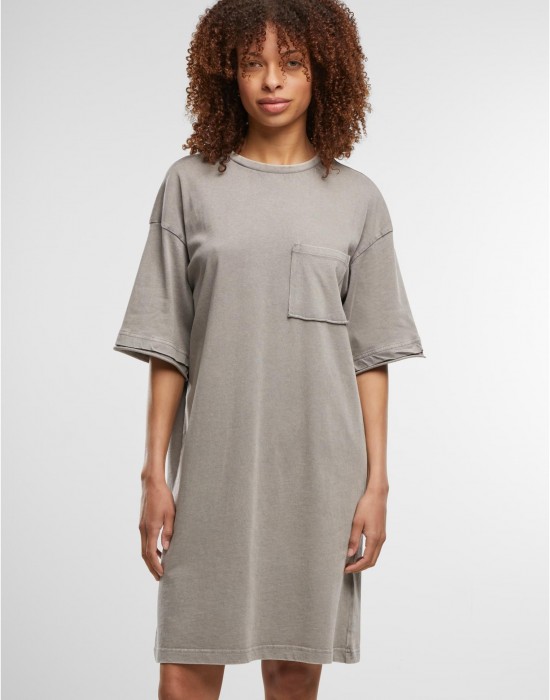 Тениска Ladies Washed Jersey T-Shirt Dress steelgrey XXL