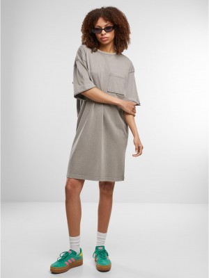 Тениска Ladies Washed Jersey T-Shirt Dress steelgrey XXL