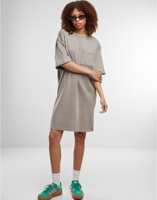 Тениска Ladies Washed Jersey T-Shirt Dress steelgrey XXL