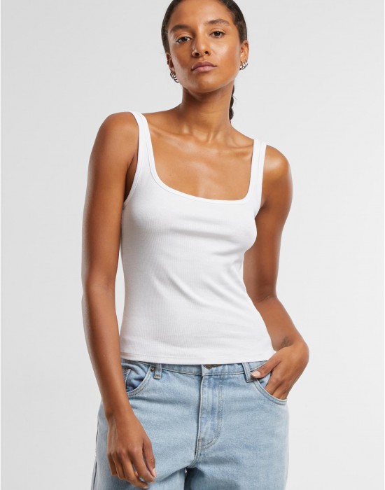 2 Броя Дамски Потници Ladies Wide Neck Rib Top 2-Pack black+white XXL