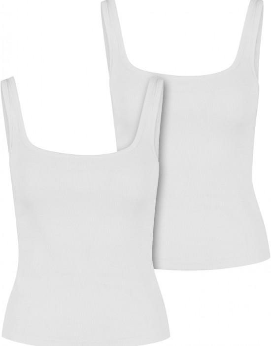 2 Броя Дамски Потници Ladies Wide Neck Rib Top 2-Pack white+white XXL