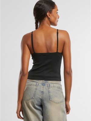 2 Броя Дамски Потници Ladies V-Neck Lace Top 2-Pack black+black XXL