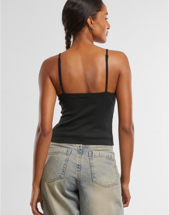 2 Броя Дамски Потници Ladies V-Neck Lace Top 2-Pack black+black XXL